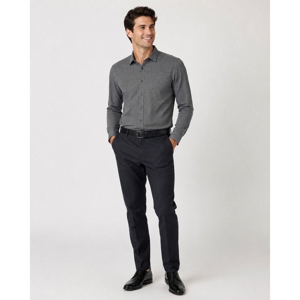 ZARA Man Button Front Shirt Mens XL Slim Fit Gray Black Abstract Print Cotton